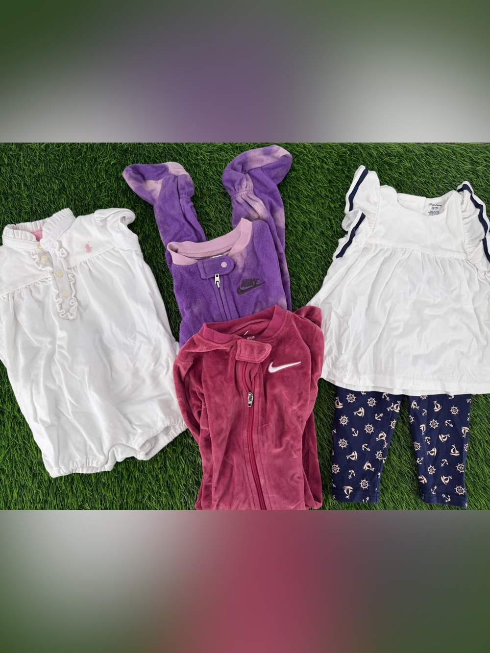 Ralph Lauren & Nike 9 Month Baby Clothing Lot Fleece Onesie Nautical Outfits
